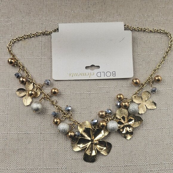 Bold Element Women Necklace Gold Tone Blossom Flower Statement Necklace - Picture 3 of 13